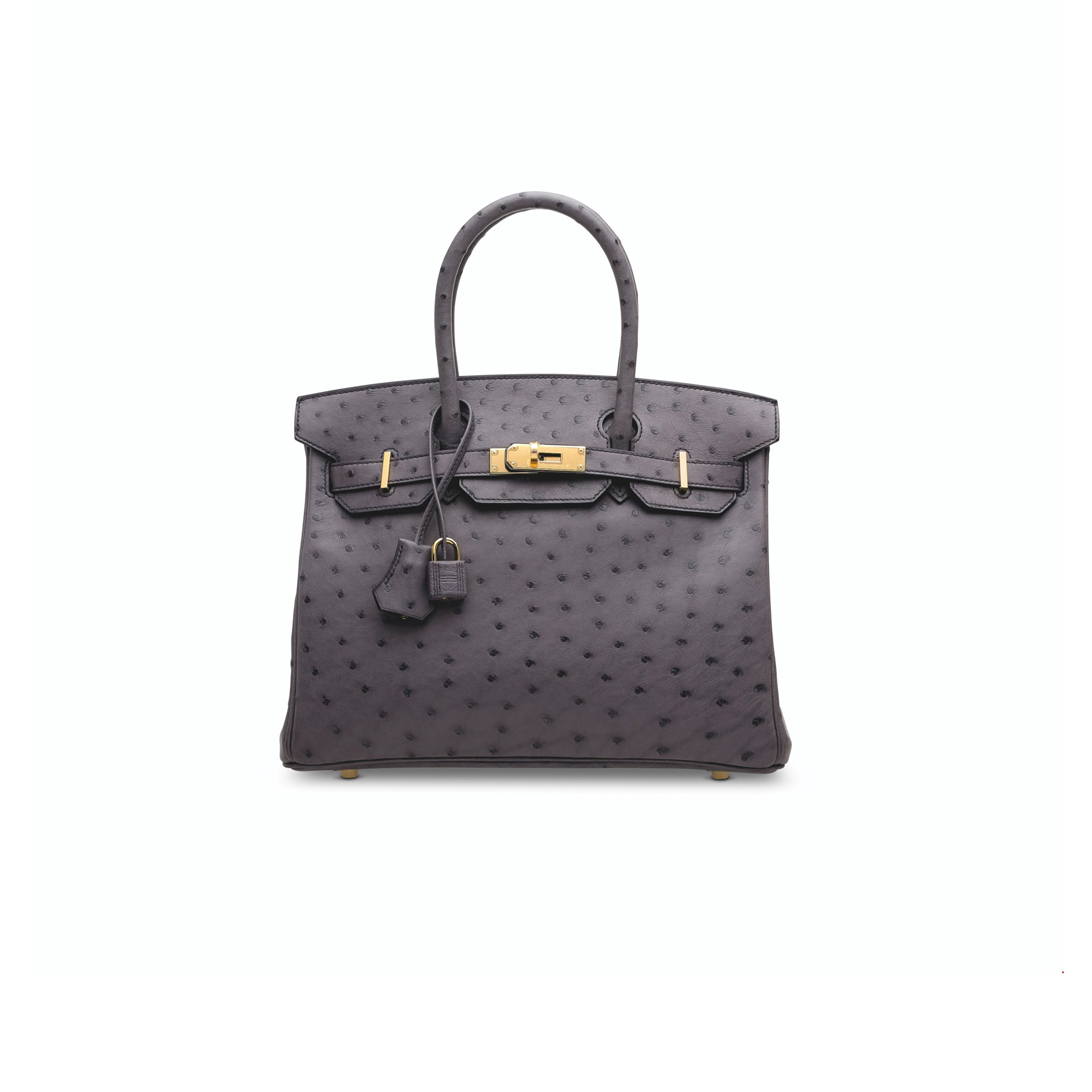 HERMÈS MASTER BIRKIN 30 OSTRICH LEATHER PEWTER GREY GOLD BUCKLE H041933CK79 (30*22*16cm)